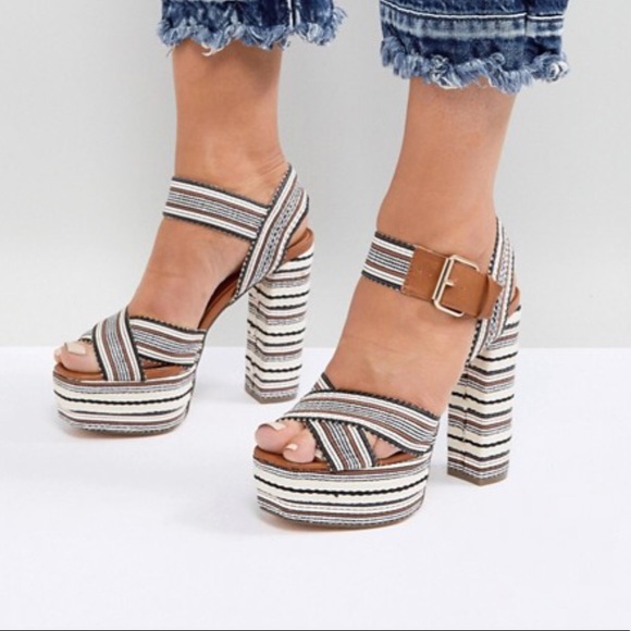 ASOS Shoes - ASOS Platform Espadrille Striped Heeled Sandal